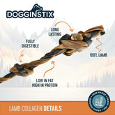 DOGGINSTIX Braided Lamb Collagen Double Knots